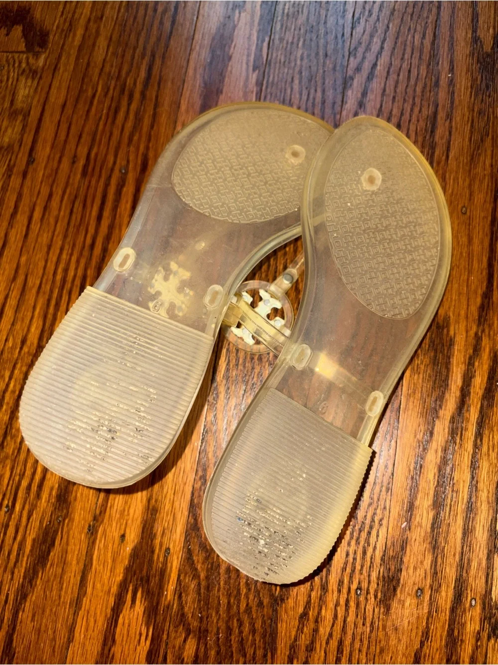 Tory Burch Clear Yellow Jelly Logo Thong Sandals